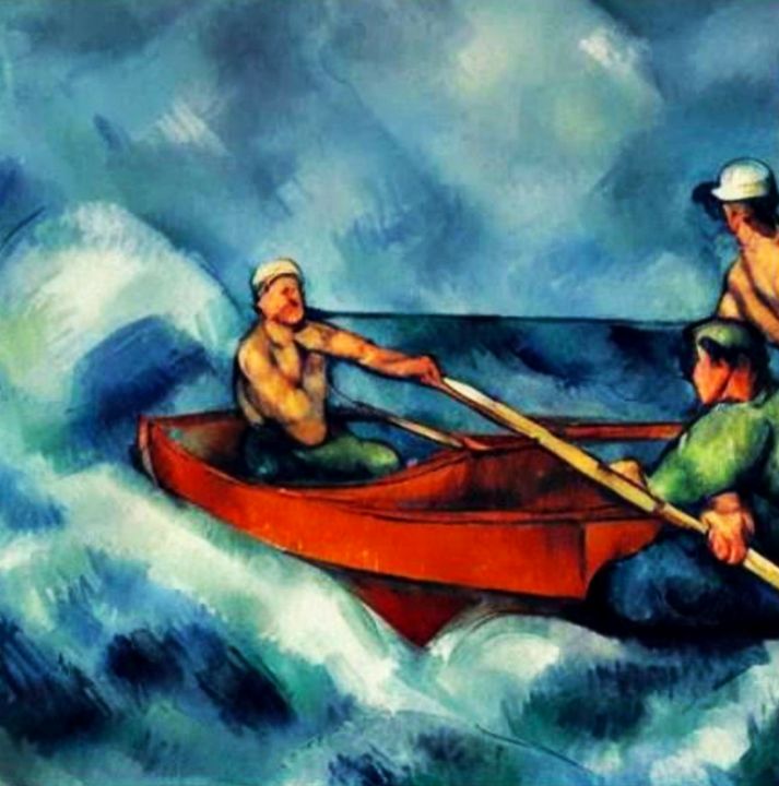 Rowing In Stormy Sea George Hutton Hunter Contemporary Artist