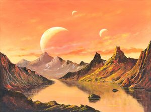 Rise Of The Moons Landscape Space Art Of Suresh N C Paintings