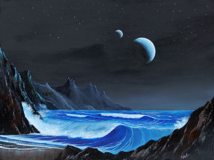 Seashore On An Exomoon Landscape Space Art Of Suresh N C