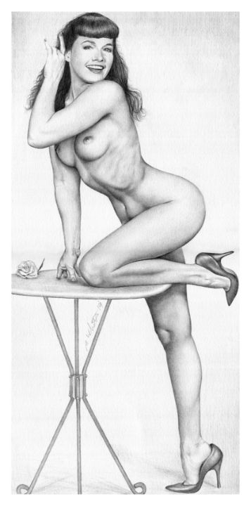 Bettie Page Nude Pin Up Wally S Art World Drawings Illustration