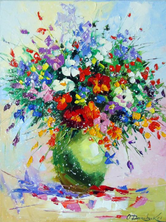 A Bouquet Of Meadow Flowers In A Vas Olha Darchuk Paintings