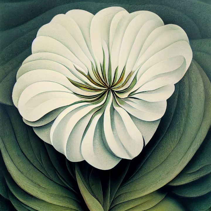 White Flower On Green Background Shiva Shakti Digital Art AI