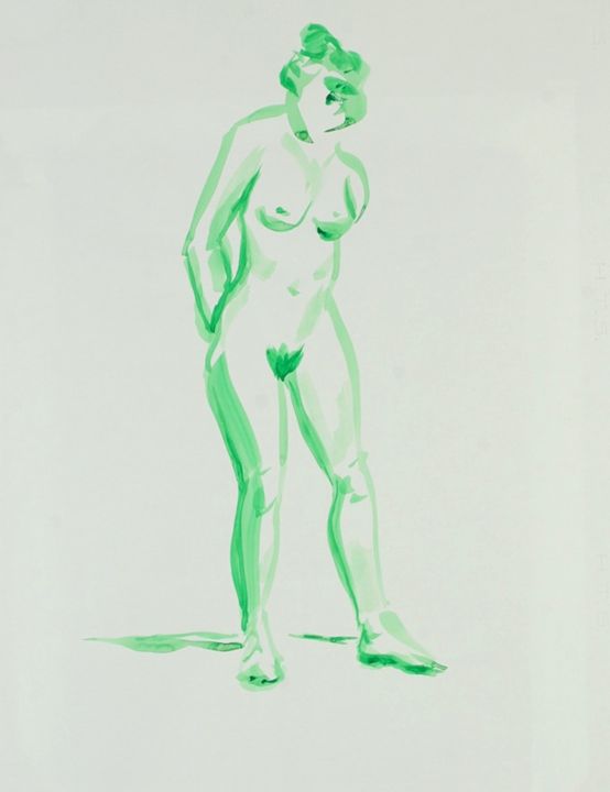 Standing Nude In Green Amit Bar Paintings Prints People