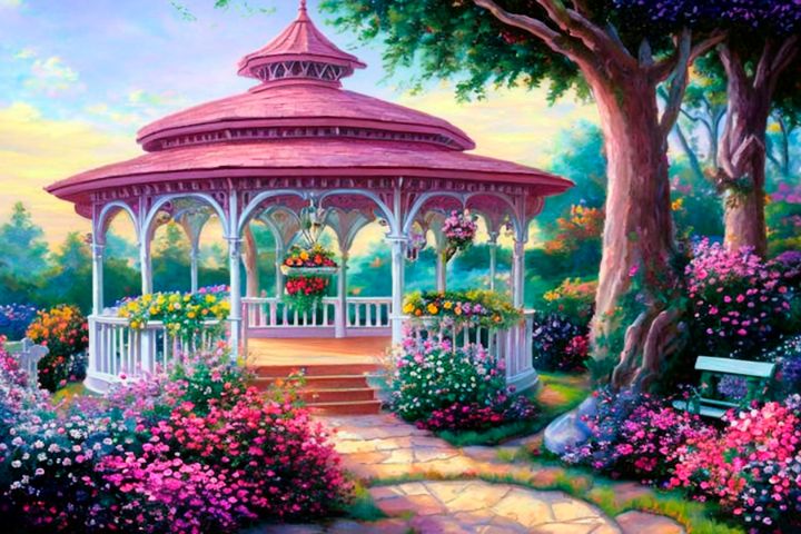 Enchanted Gazebo Restored Art Studio Paintings Prints Landscapes