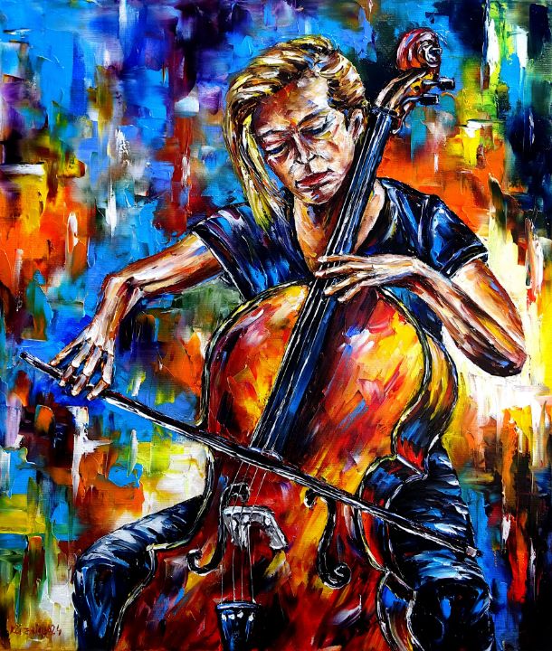 The Cellist Mirek Kuzniar Paintings Prints People Figures