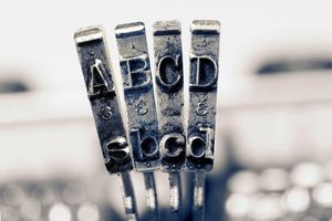 ABCD with old typewriter hammers