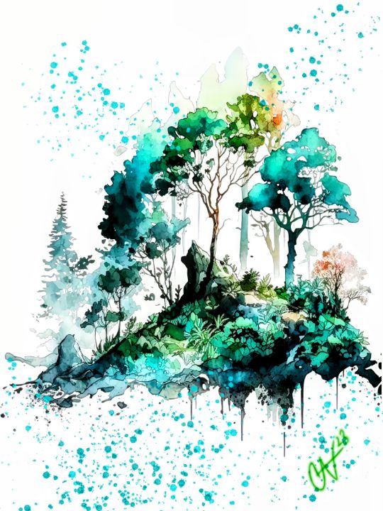 Splattering Tree Quite the splatter - Tree Trunk Trash - Digital Art & AI, Science ...