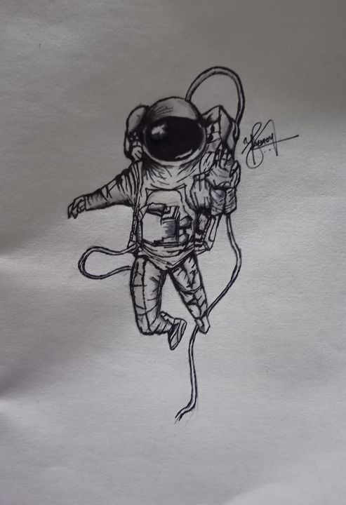 Astronaut Drawing Charcoal Print Handmade in West Cork - Etsy