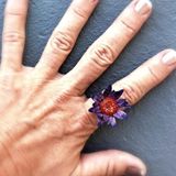 Purple Red Flower Ring Adjustable