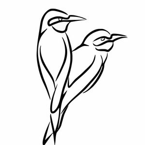 two birds clipart black and white