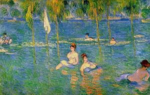 Women bath in a lake impressionism