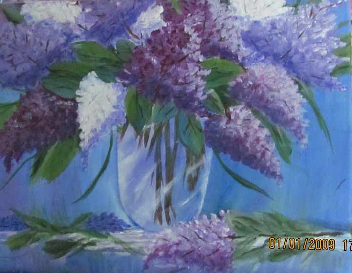 Vase Of Lilacs - Sue's Art - Paintings & Prints, Flowers, Plants 