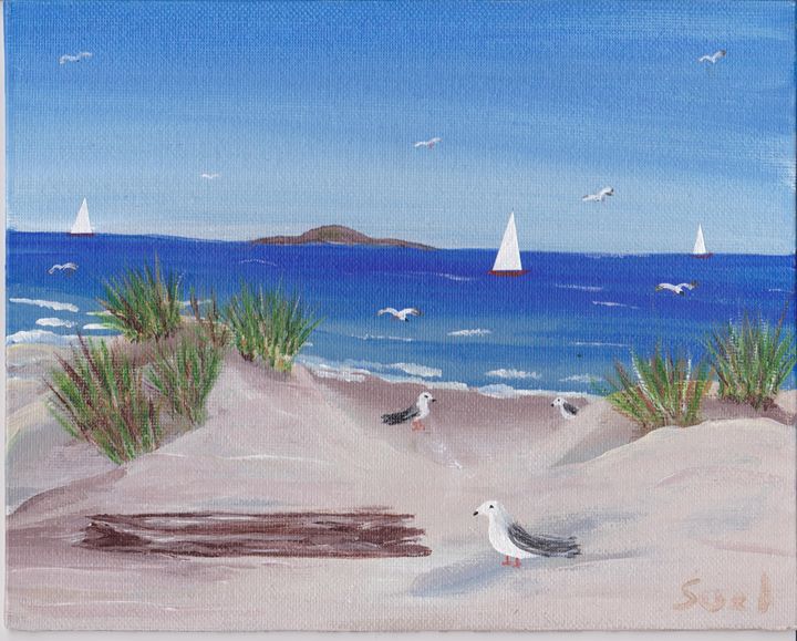 How To Paint A Landscape With Sea Sand And Seagulls In Acrylic 