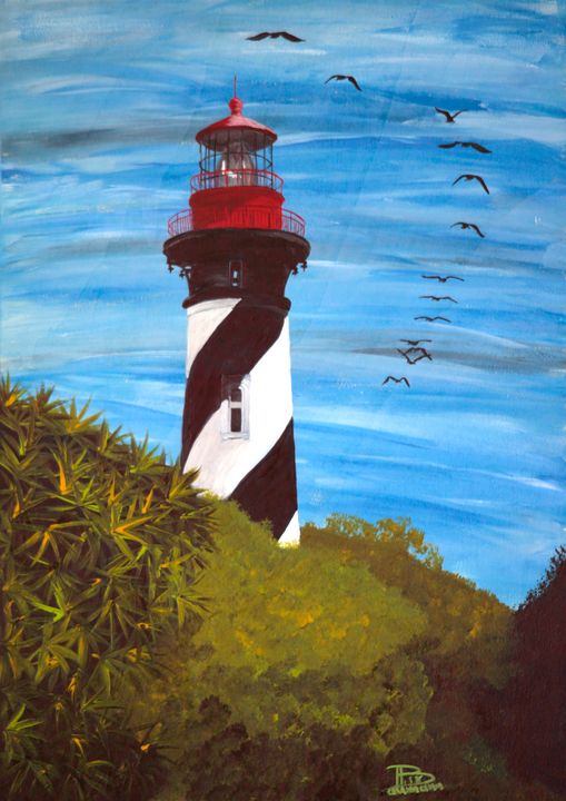 Saint Augustine Light / 01 - Heijdi's fantastic painted World - Paintings &  Prints, Landscapes & Nature, Beach & Ocean, Lighthouses - ArtPal