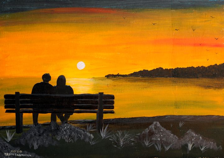 sunset painting with people