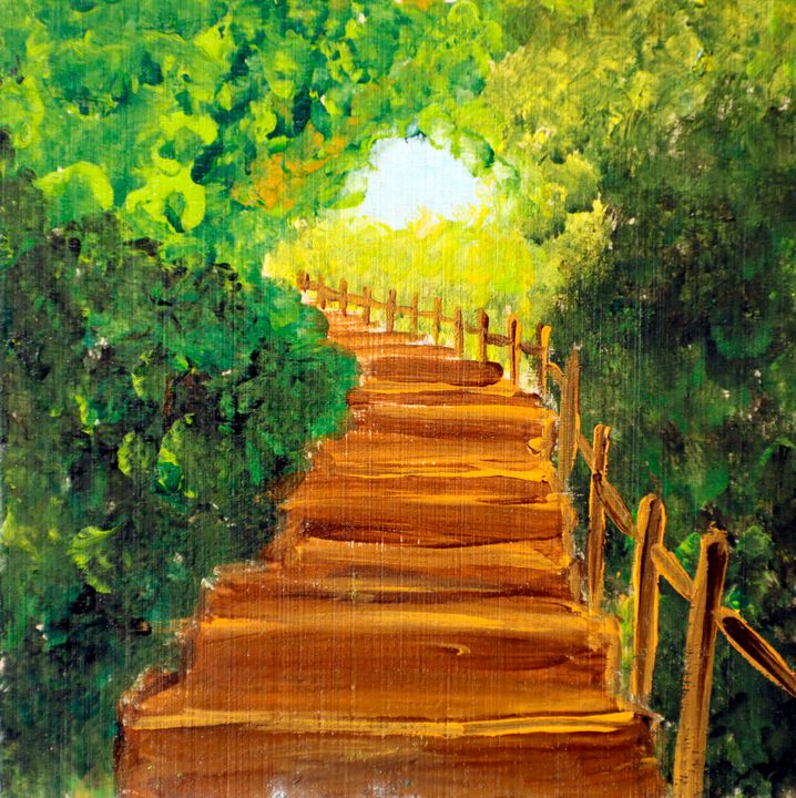 Street Scenery Paint by Number for Adults, Stairs To The Sea Art