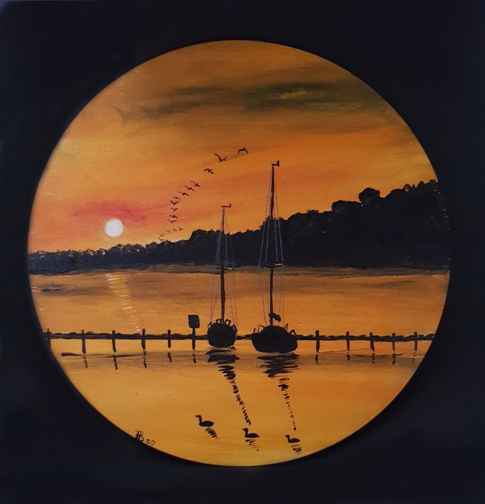 circle sunset painting