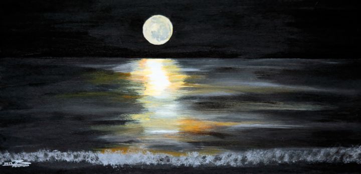 Silver Moon Above The Ocean 01 Heijdi S Fantastic Painted World Paintings Prints Astronomy Space Moon Artpal