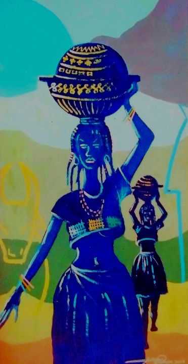 FULANI MILK MAID - Johnson Ekanem - Paintings & Prints, Ethnic, Cultural, &  Tribal, African, African Society & Peoples - ArtPal