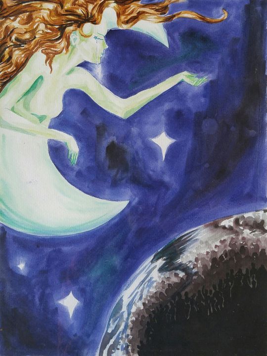 Luna Goddess - Kriya Fantasy - Paintings & Prints, Fantasy & Mythology ...