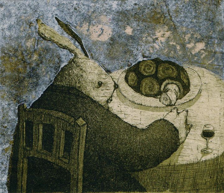 Amir Charles Rabbit The Tortoise And The Hare - Amir - Paintings & Prints, Animals, Birds ...