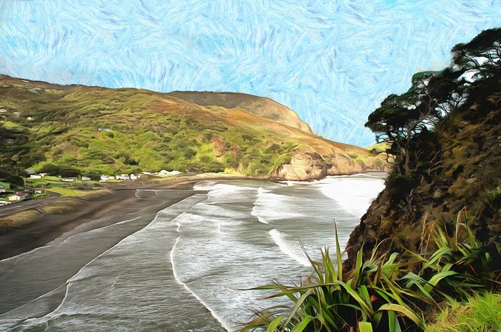 Piha Beach from top of Lions rock - Chandra