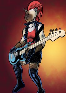 Punk Rock Cat playing bass
