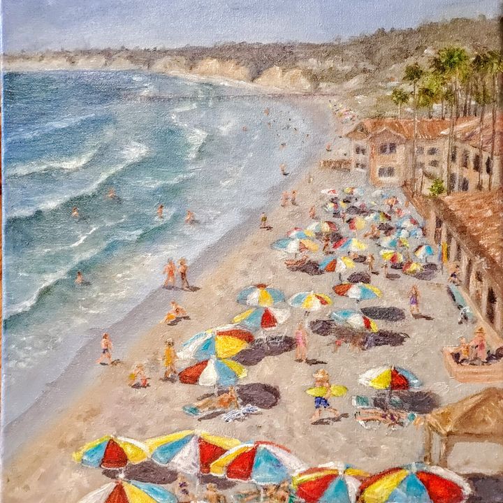 La Jolla Shores Gull's Eye View. - Leah Higgins Fine and Friendly Art