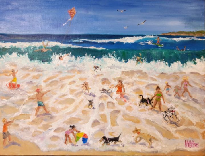 DOG DAY BEACH - Leah Higgins Fine and Friendly Art
