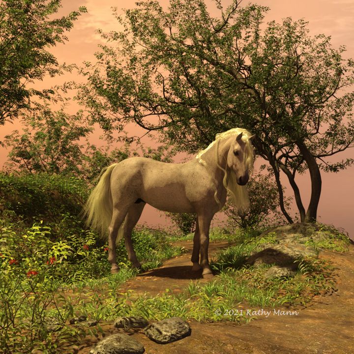 Pale horse at dusk - Media Free Spirit