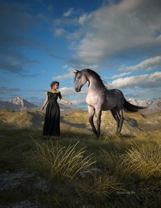 Woman with grey horse