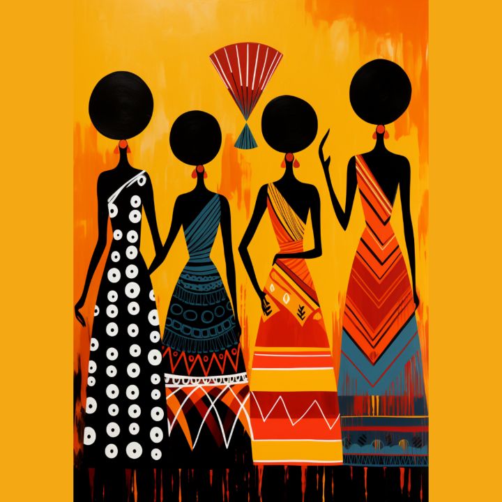 African Women in Vibrant Turbans - Velvet's Virtual View - Digital Art ...