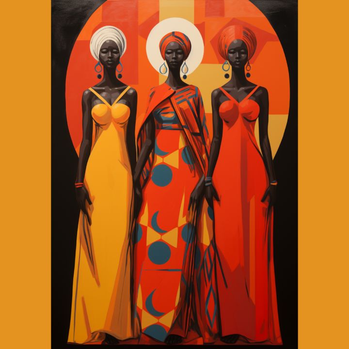 African Women in Vibrant Turbans - Velvet's Virtual View - Digital Art ...