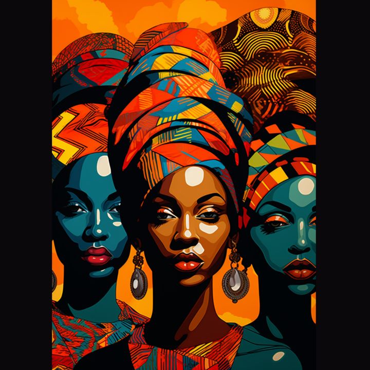 African Women in Vibrant Turbans - Velvet's Virtual View - Digital Art ...
