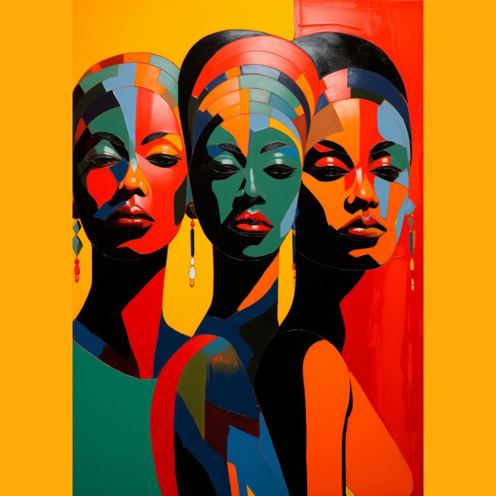 African Women in Vibrant Turbans - Velvet's Virtual View - Digital Art ...
