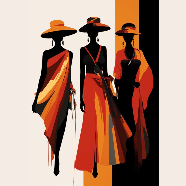 African Women in Vibrant Turbans - Velvet's Virtual View - Digital Art ...