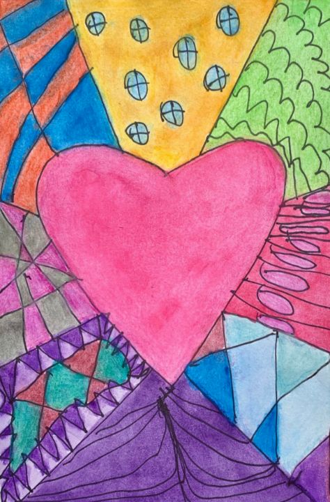 Pink Heart Art - Boy and Belugee