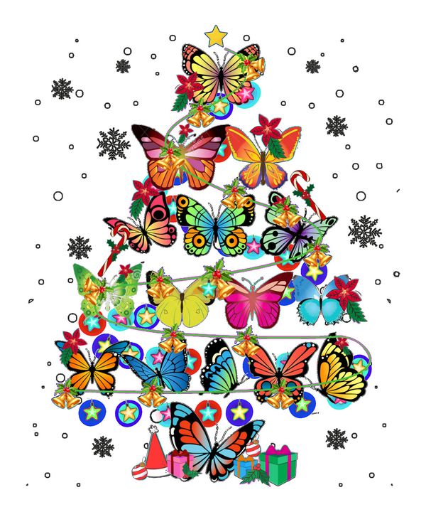 Butterfly Christmas Tree  Colorful christmas tree, Christmas tree