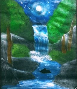 Moonlit waterfall