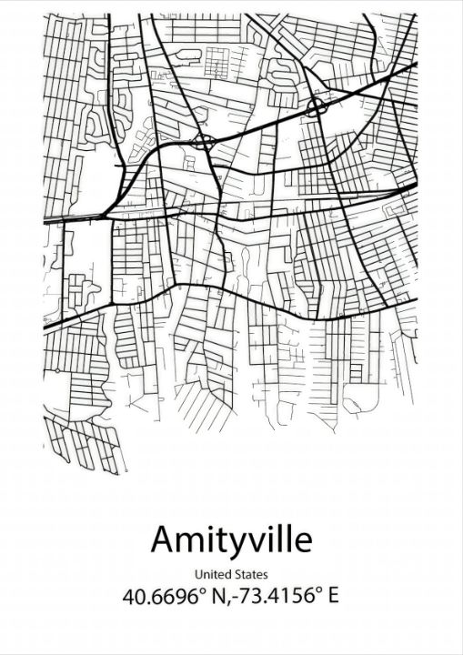 Amityville,United States Line Map Ar - Kaigozen - Drawings ...