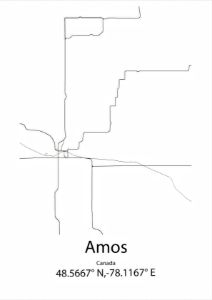 Amos,Canada Line Map Art - Kaigozen - Drawings & Illustration ...