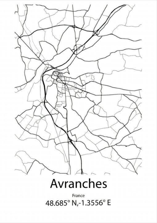 Avranches,France Line Map Art - Kaigozen - Drawings & Illustration ...