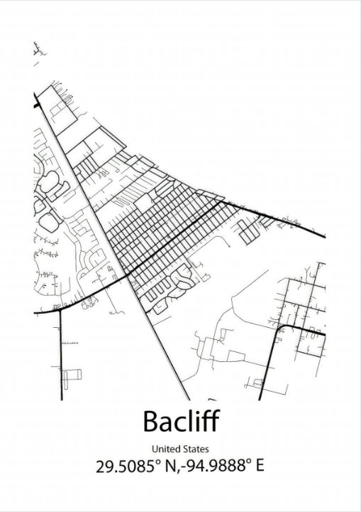 Bacliff United States Line Map Art Kaigozen Drawings 1517 24 12 9 18 6 6m 