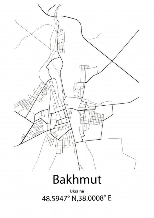 Bakhmut,Ukraine Line Map Art - Kaigozen - Drawings & Illustration ...