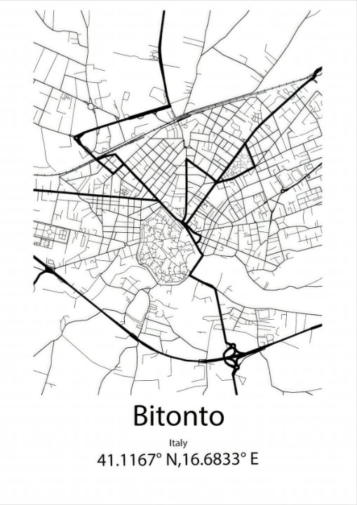 Bitonto,Italy Line Map Art - Kaigozen - Drawings & Illustration, Places ...