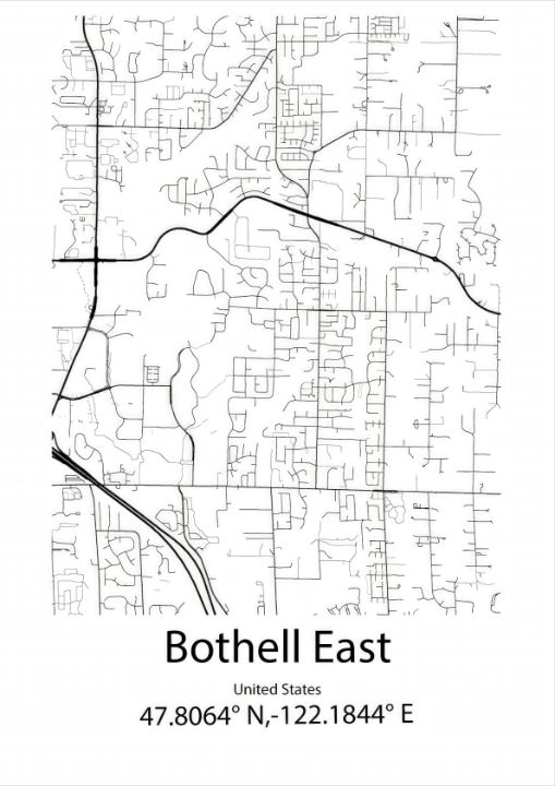 Bothell,United States Line Map Art - Kaigozen - Drawings & Illustration ...