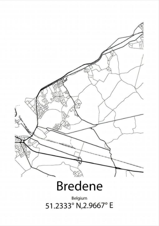 Bredene,Belgium Line Map Art - Kaigozen - Drawings & Illustration ...