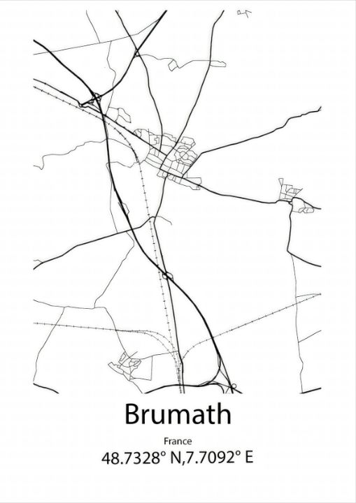 Brumath,France Line Map Art - Kaigozen - Drawings & Illustration ...