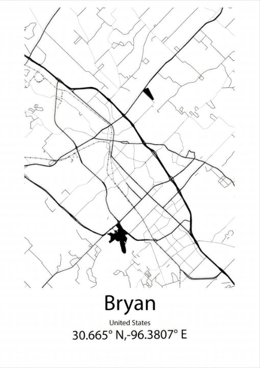 Bryan,United States Line Map Art - Kaigozen - Drawings & Illustration ...
