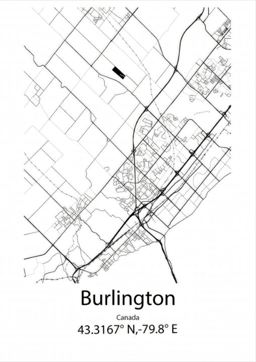 Burlington,Canada Line Map Art - Kaigozen - Drawings & Illustration ...